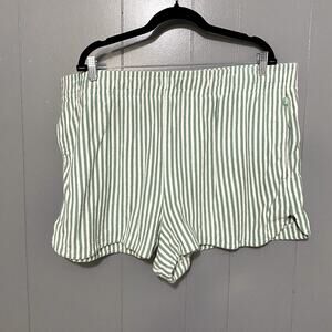 Free Assembly Green Striped Pull On Terry Cloth Beach Summer Shorts XXXL